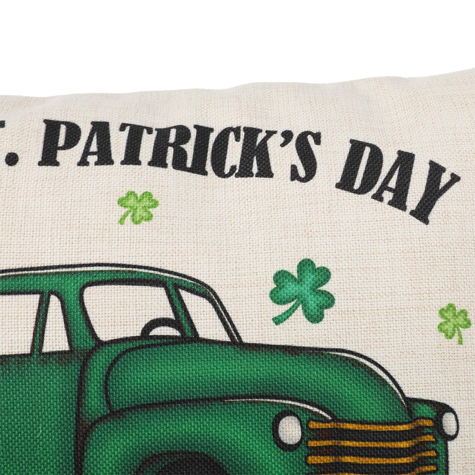 Glitzhome® 18" Faux Burlap Happy St. Patrick's Day Truck Pillow